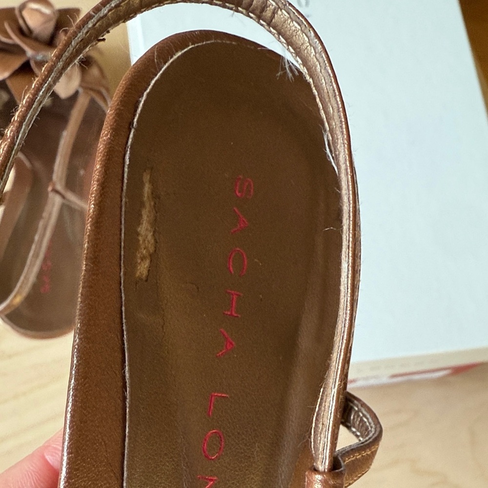 Sacha London Bronze Strappy Heels with Rose Detail - Picture 10 of 16